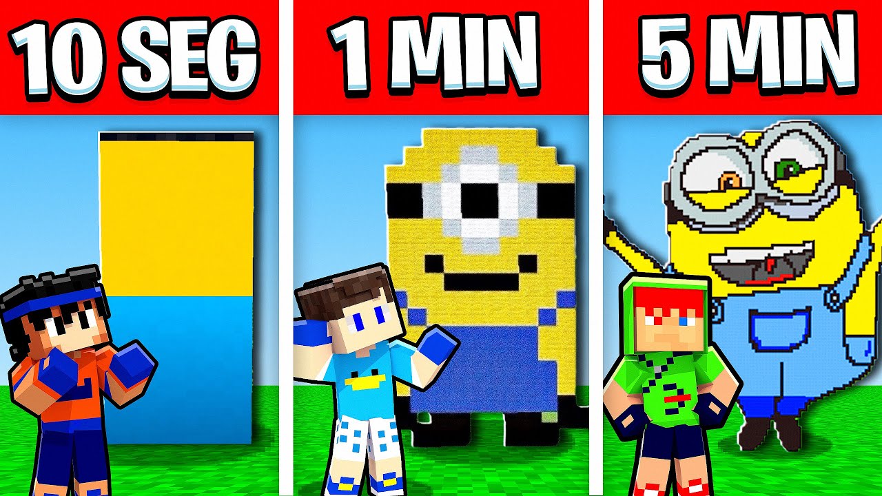 NOOB VS PRO: CONSTRUIR MINION EM 5 MINUTOS / 1 MINUTOS / 10 SEGUNDOS NO MINECRAFT!!
