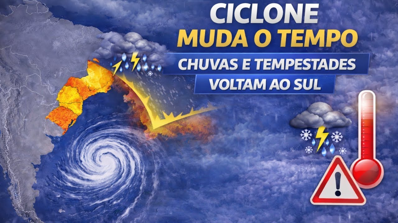 CICLONE MUDA O TEMPO: CHUVAS E TEMPESTADES VOLTAM AO SUL DO BRASIL