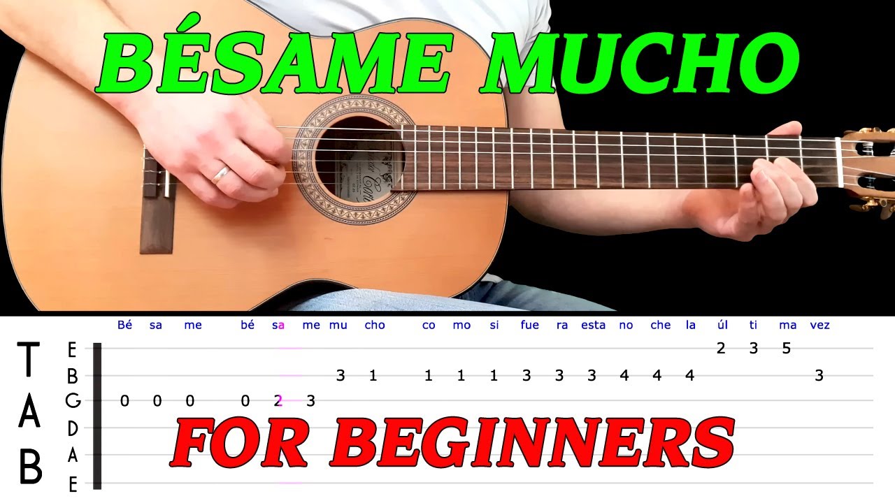 BÉSAME MUCHO | Easy guitar melody lesson for BEGINNERS (with tabs) - Consuelo Velázquez