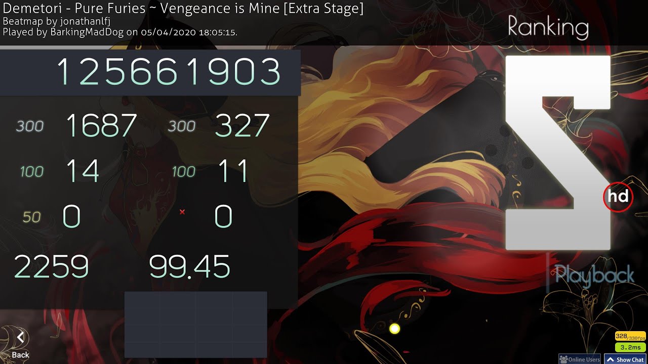 BarkingMadDog | Demetori - Pure Furies ~ Vengeance is Mine [Extra Stage] +HD FC 99.45% (474pp)
