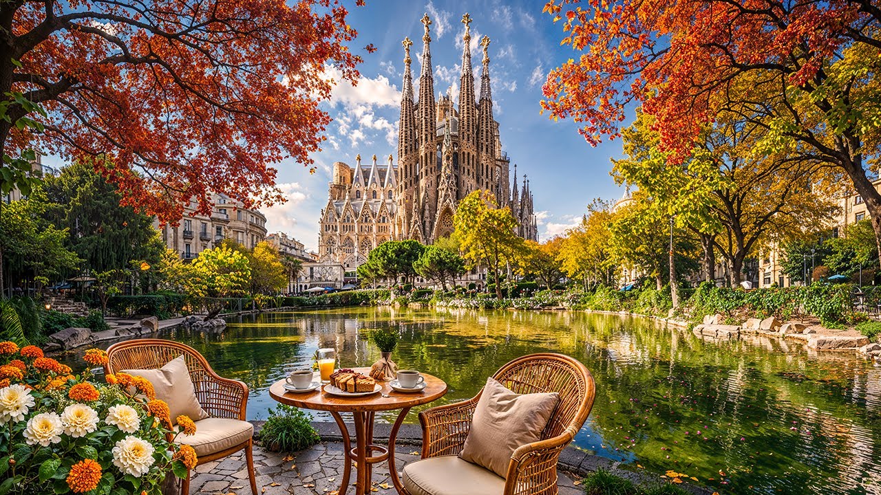 Autumn Morning Jazz in Barcelona Caf&eacute; Ambience ☕ Relaxing Jazz Instrumental for Study & Calm Focus