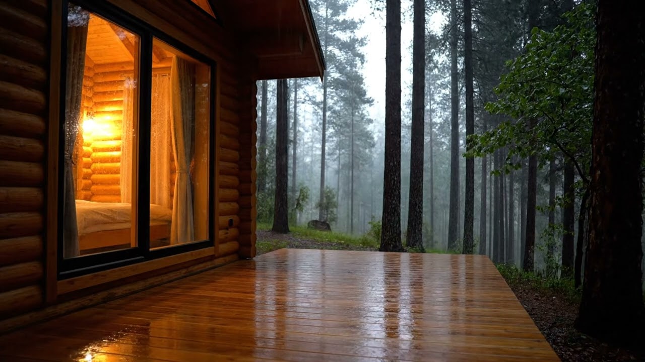 ASMR Rain Sound for Sleeping and Relaxing on Cozy Cabin