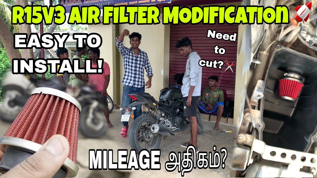R15V3 AIR FILTER MODIFICATION🚀 | Mileage increased??💯| Murlee vlogs | Tamil |