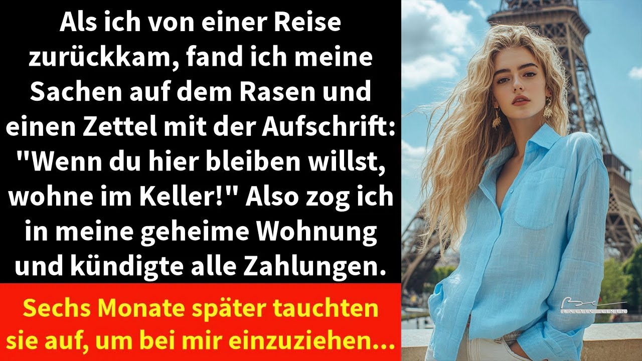 Als ich von einer Reise zurückkam, fand ich meine Sachen auf dem Rasen mit einem Zettel: