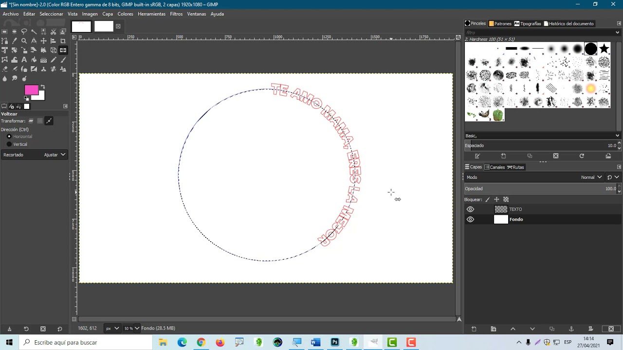 TEXTO A RUTAS EN GIMP