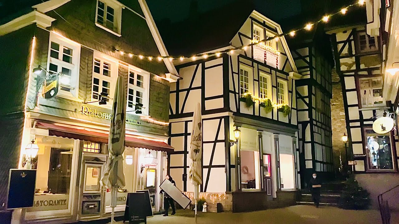 [4K] Christmas Night Walk in Germany - Hattingen Old Town December 2020