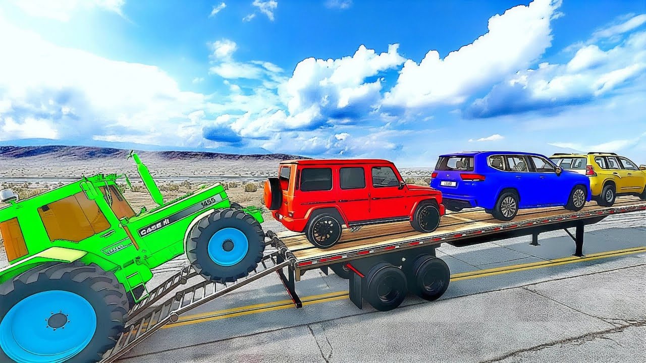 Flatbed Truck McQueen | Transportation with Truck - Pothole vs Car # | BeamNG.Drive Gameplay