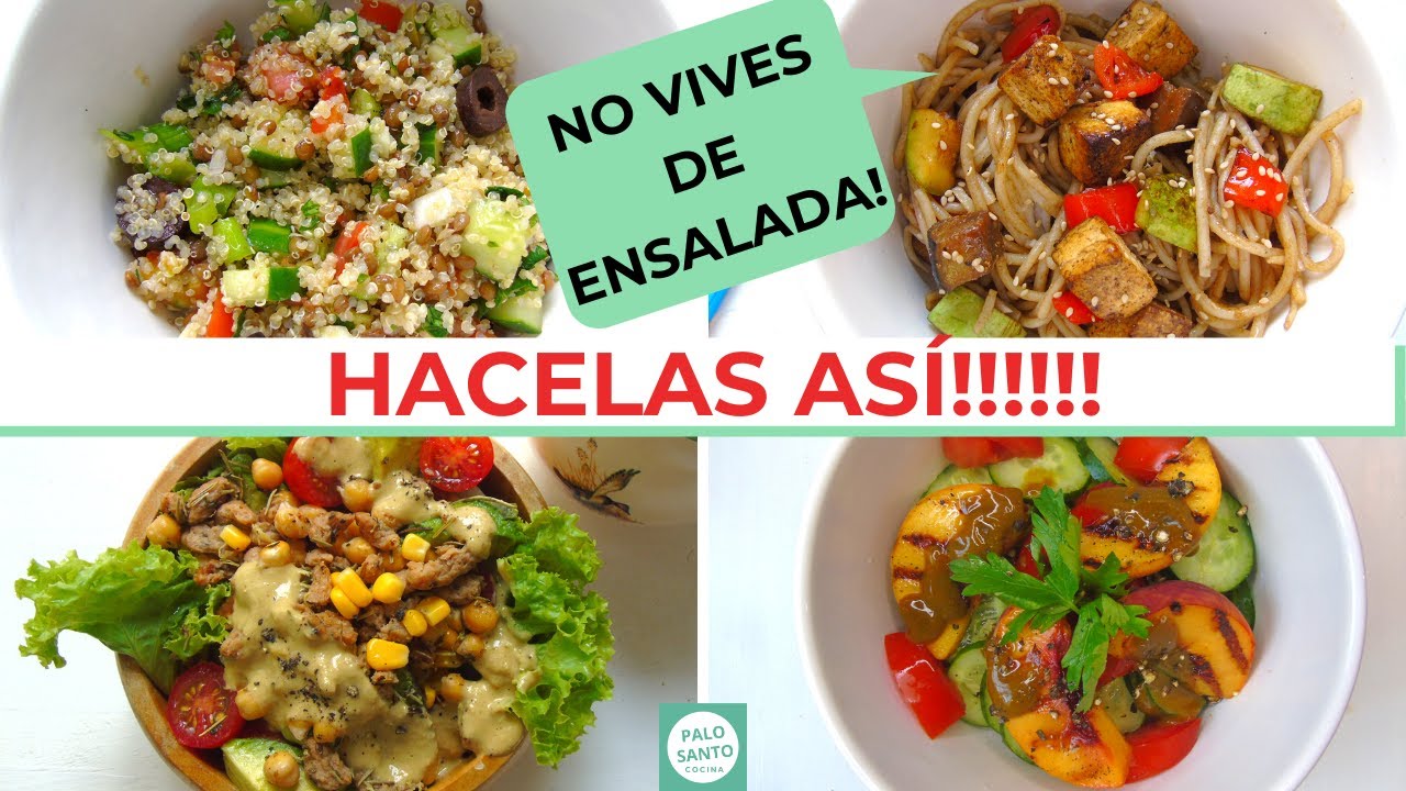 4 ENSALADAS VEGANAS (PROTEICAS y SALUDABLES)
