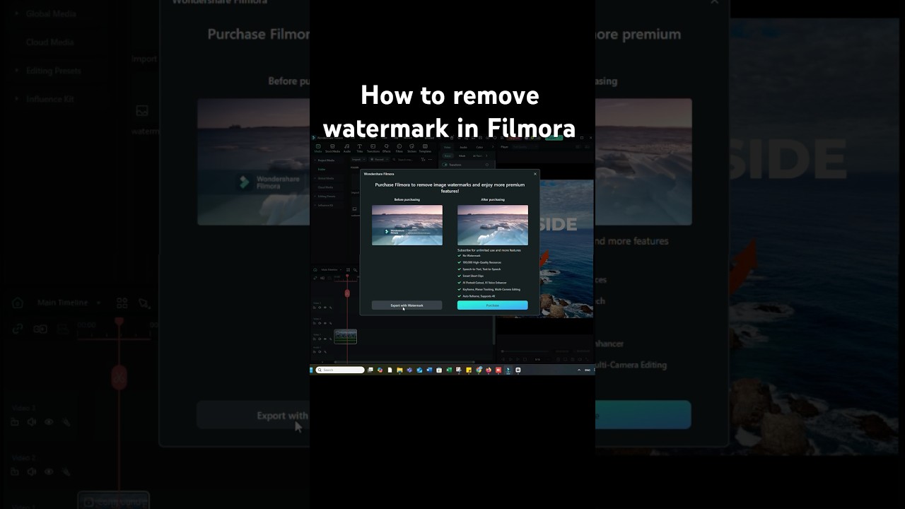 How to remove watermark in filmora #shorts #shortsfeed #trending