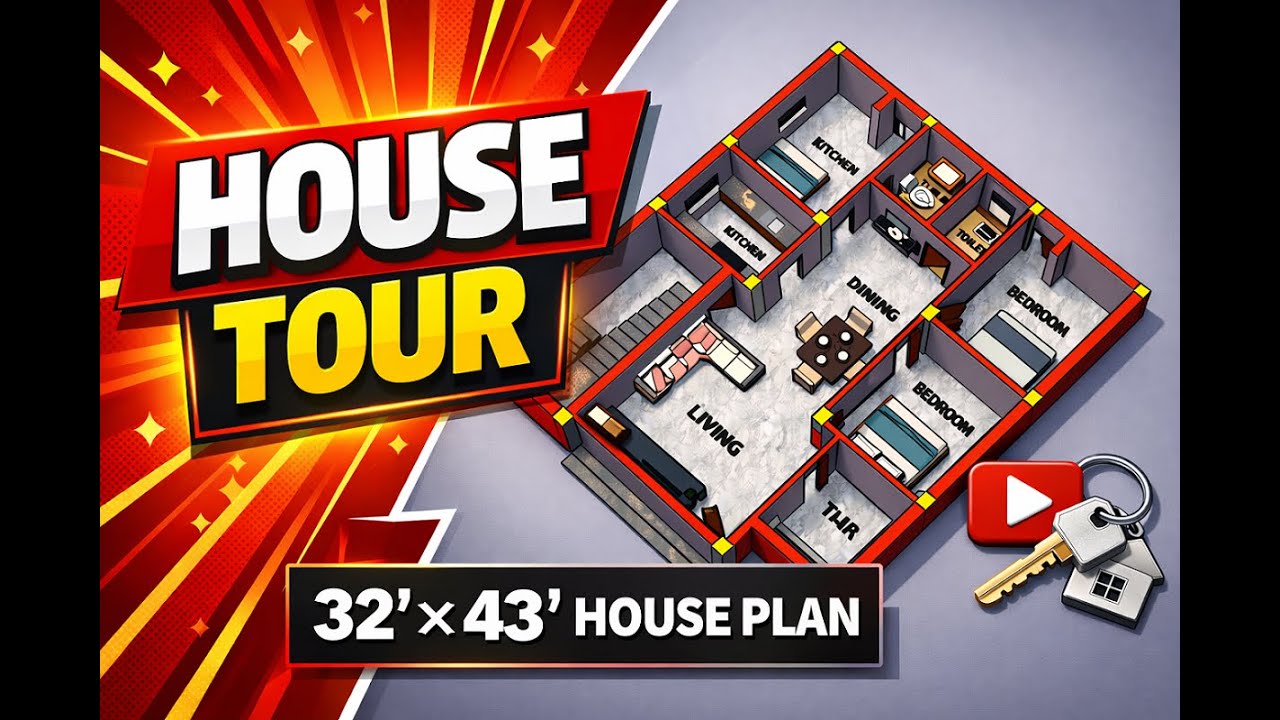 32 by 43 house plan | 32 x 43 house plan in 3d | घर का नक्सा 32 फ़ीट X 43 फ़ीट | Ghar Ka Naksha