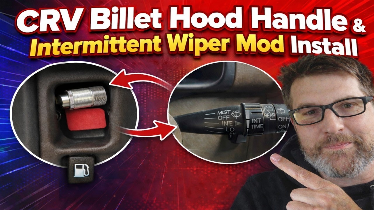 2nd gen CR-V intermittent wiper install and billet hood latch install.