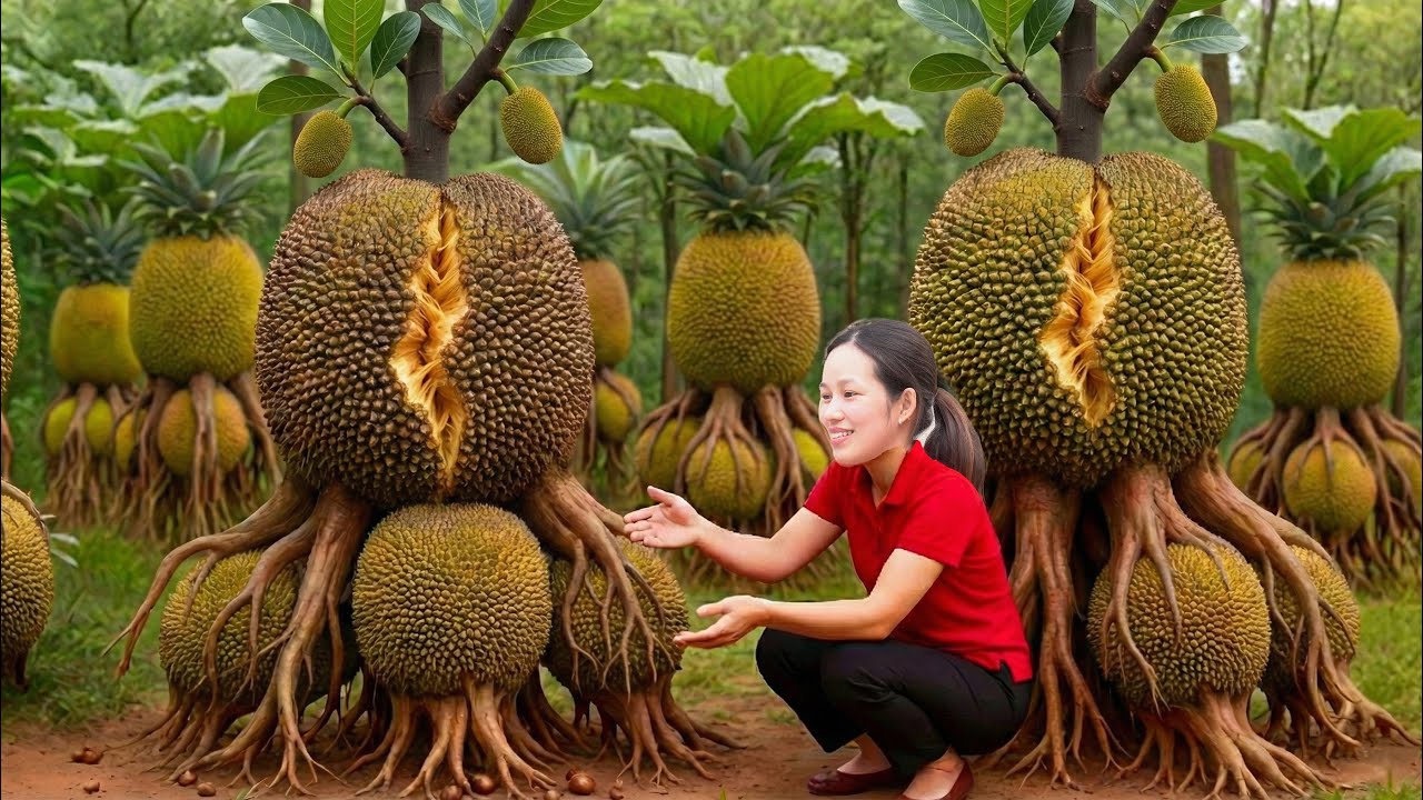 REWIND TIMELAPSE - Harvest RARE and  Wonderfully Delicious Jackfruit | Walk To Sell At The Market
