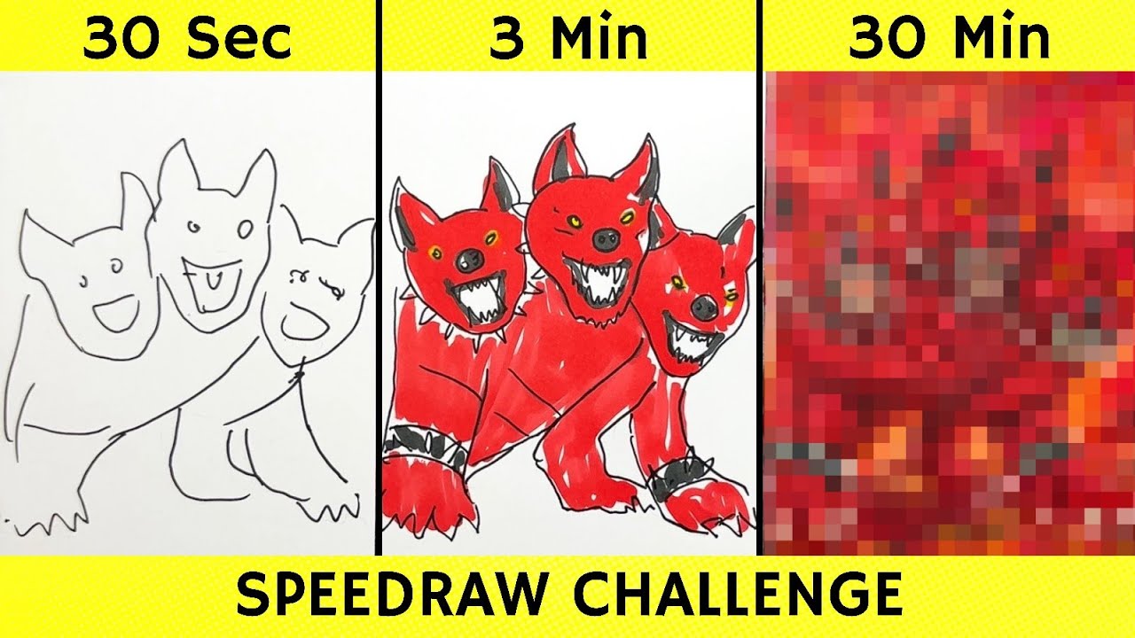 Drawing CERBERUS in 30 sec, 3 min, and 30 min | Italian Brainrot | Fendraw