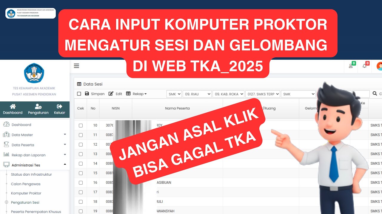 Cara Mengisi Komputer Proktor, Sesi, & Gelombang di Web TKA 2025 (Panduan LENGKAP)