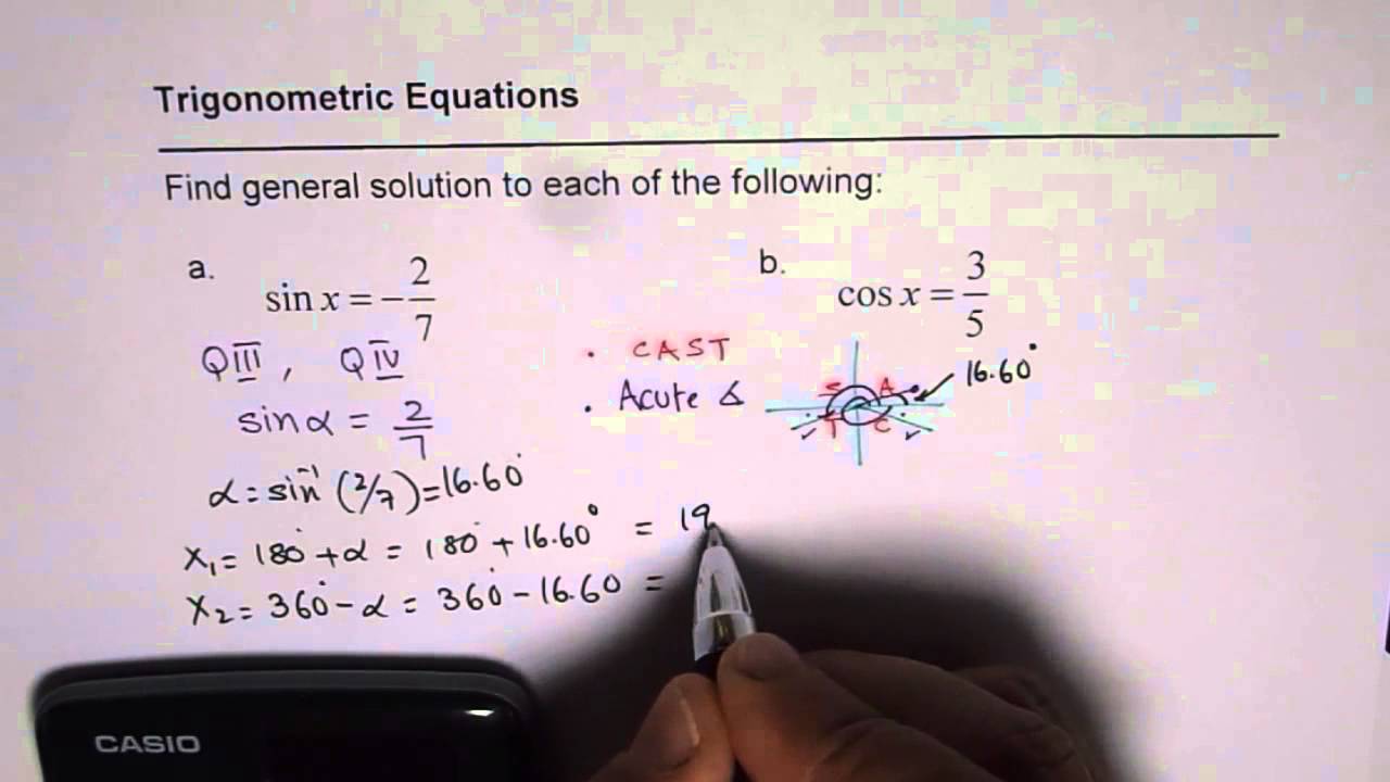General Solution for Trig Ratio