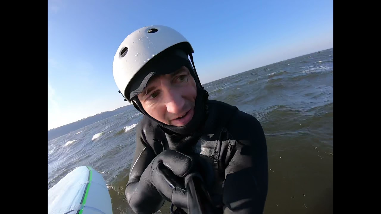 Downwind wing foiling in Sandy Hook NJ on the bay side