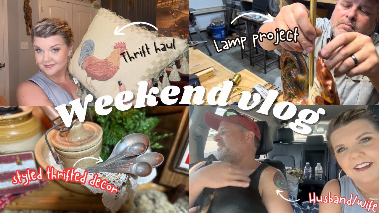 2 THRIFT  HAULS + STYLED THRIFT HAUL + CUSTOM CHICKEN LAMP ~ WEEKEND VLOG #thrifthaul  #diy