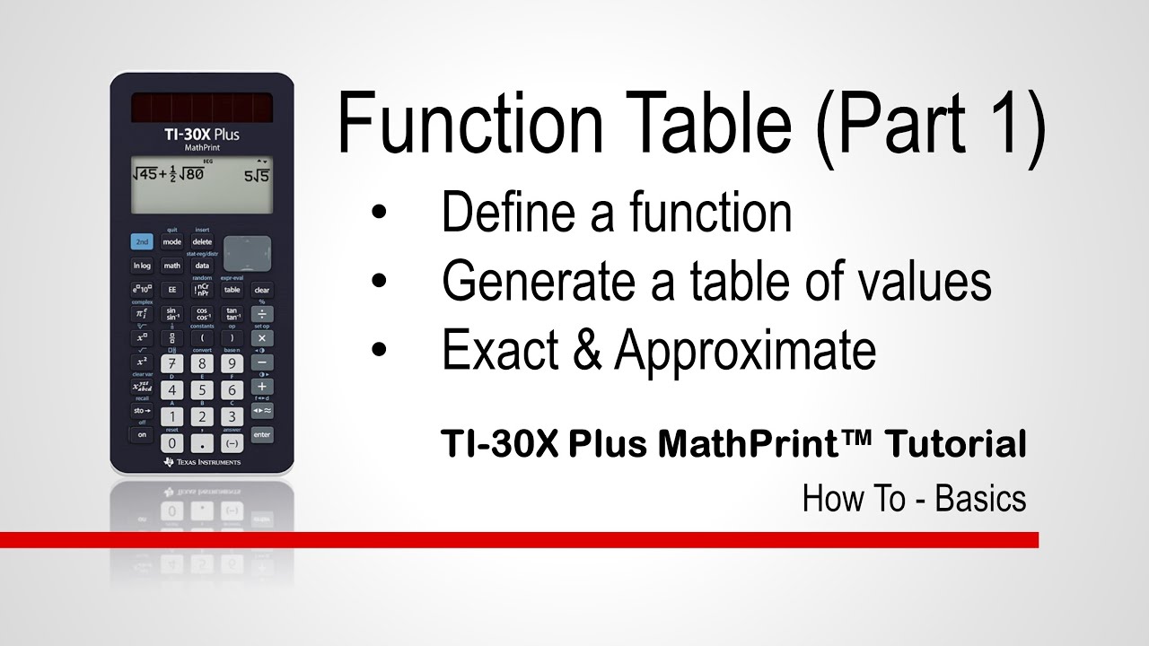 Function Table Part 1 | TI-30XPlus MathPrint Calculator | Getting Started Series