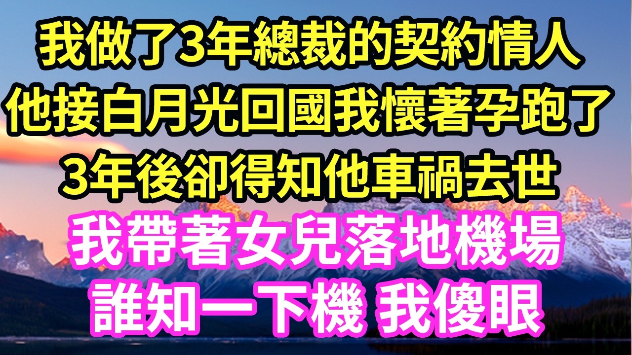 我做了3年總裁的契約情人他接白月光回國我懷著孕跑了3年後卻得知他車禍去世我帶著女兒落地機場誰知一下機 我傻眼