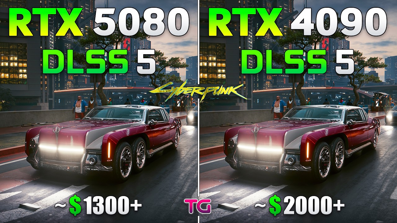 RTX 5080 vs RTX 4090 with DLSS 5 - Comparison in Cyberpunk 2077