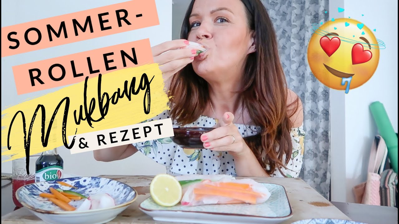GESUNDE SOMMERROLLEN 🤤🍜 REZEPT & MUKBANG. KOCHEN & ESSEN. Eating Show. Eat with me