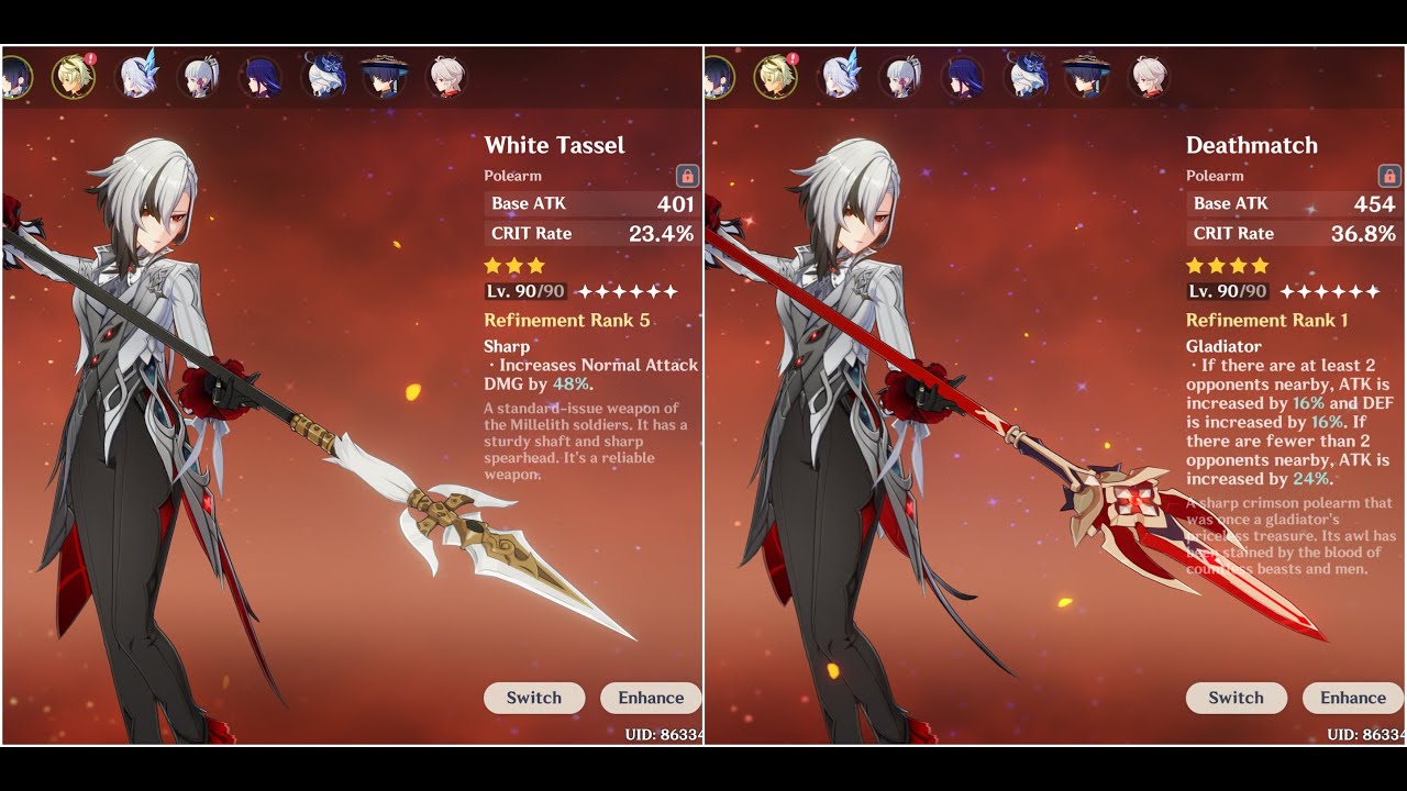 White Tassel R5 против Deathmatch R1 – Лучшее древковое оружие с критическим уроном для Арлекино?...