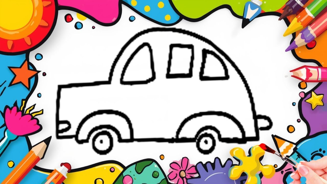 How To Draw cute Car Drawing, Painting & Coloring For Kids and Toddlers_🌈🎨 🐋