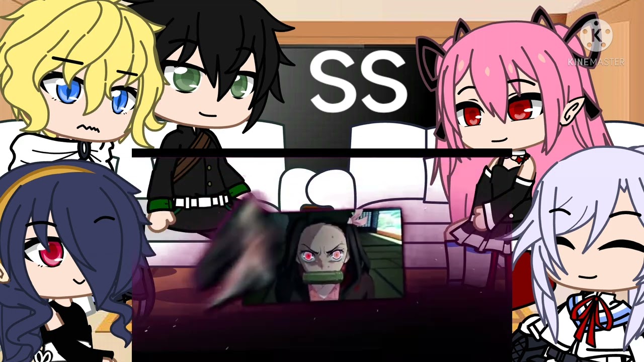 seraph of the end react to demon slayer || part 1 || gacha club ||