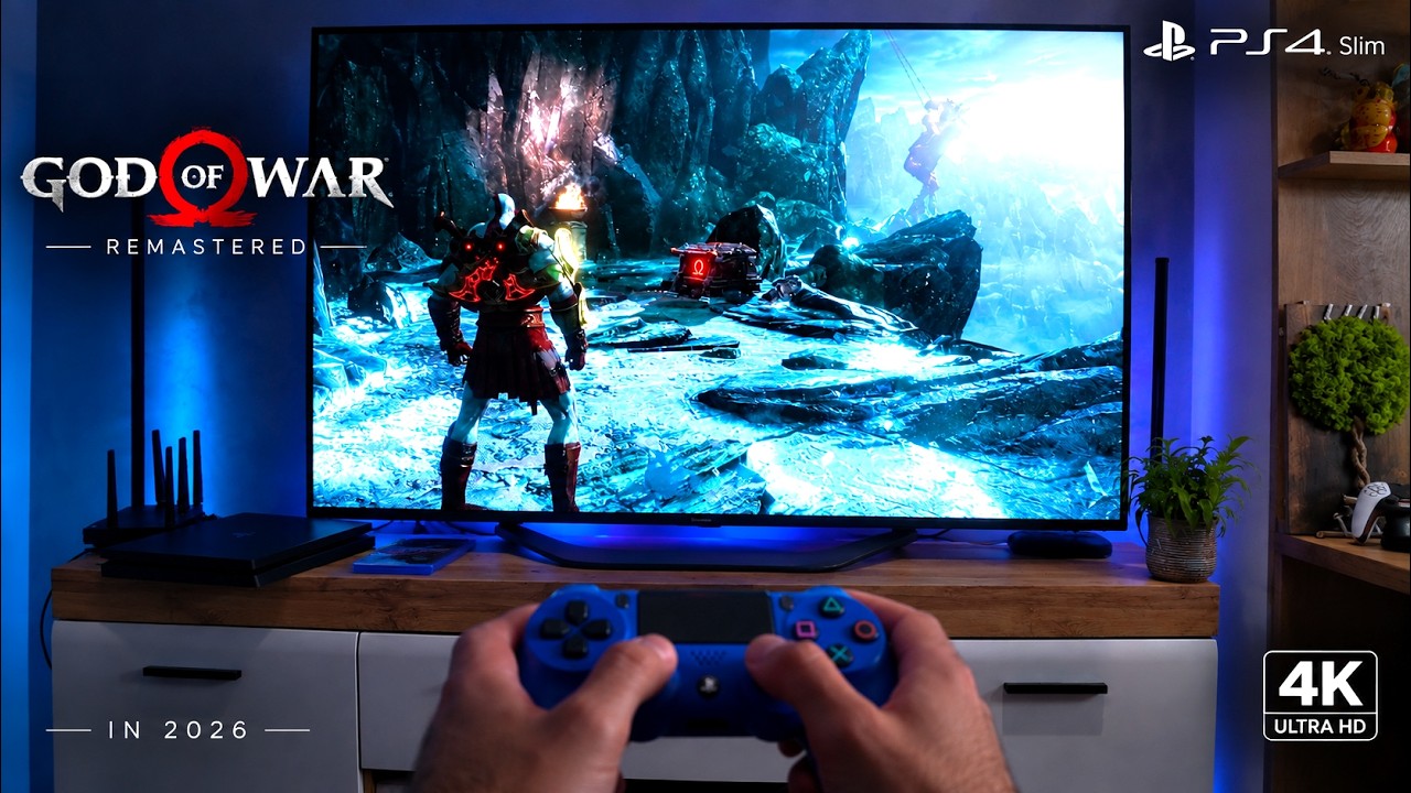 God of War III Remastered | Геймплей на PS4 Slim на 65-дюймовом 4K ТВ (POV)