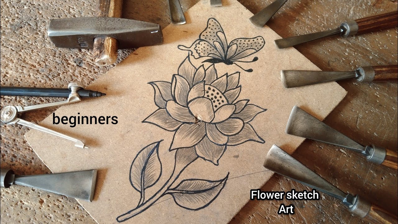 Easy and simple flower and butterfly wood craving 
