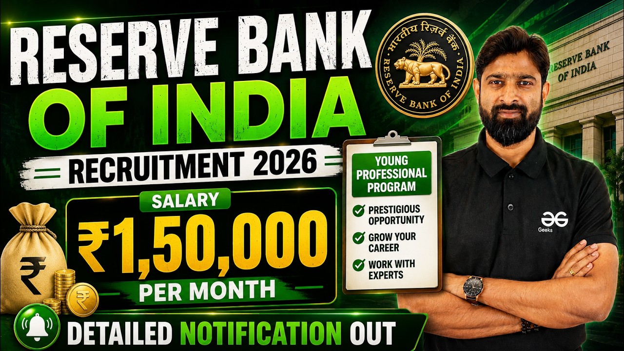 RBI Young Professional Recruitment 2026 | ₹1.5 Lakh Stipend! || Detailed Notification