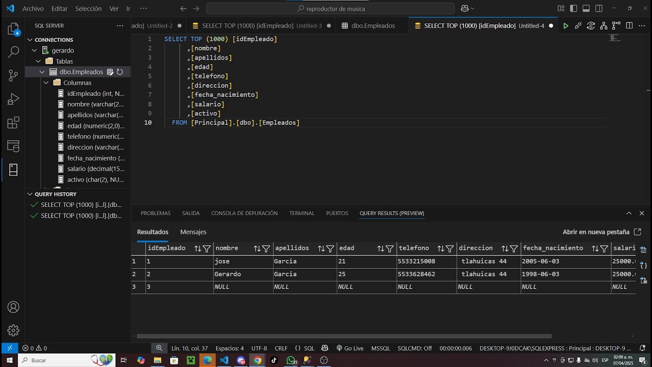 como conectar sql server a VSC (2025)