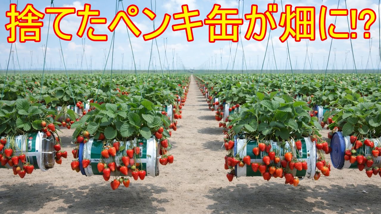ペンキ缶の再利用で! いちごが驚くほど実をつけた
