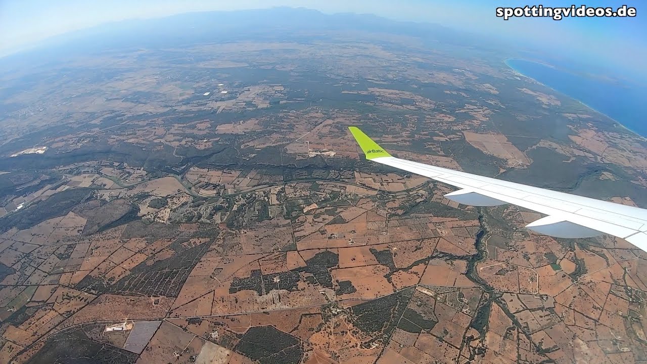 Onboard airBaltic A220: Palma de Mallorca (PMI) Landing 2023-07-29