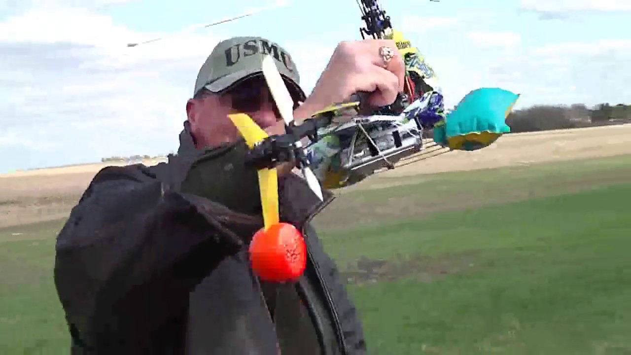 Parachute Cam dropped by Blade 400 Helicopter