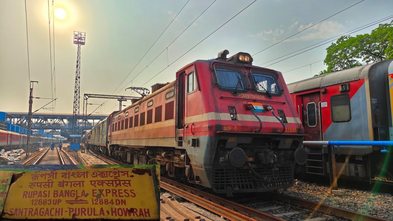 130kmph Rupasi Bangla Express train journey Santragachi to Purulia behind SRC WAP4