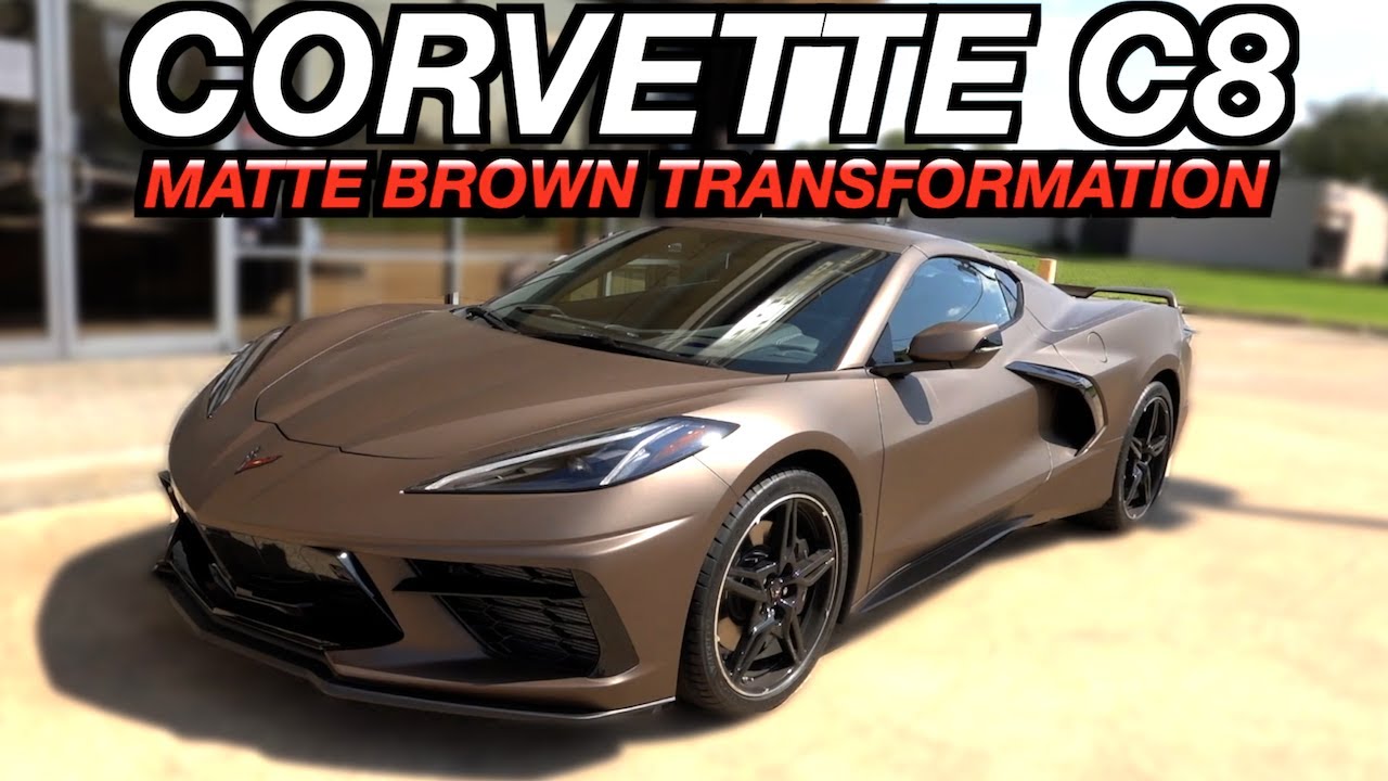 Chevrolet C8 Corvette Matte Brown Metallic Vinyl Wrap Transformation