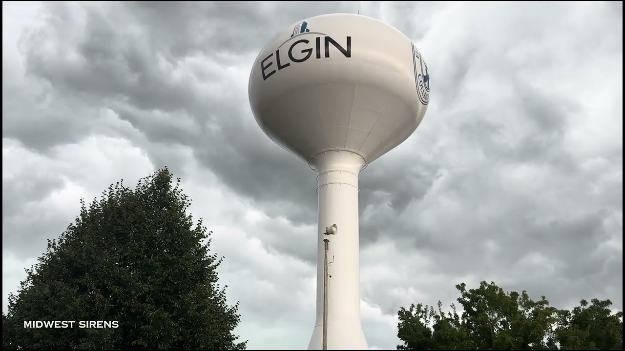 Tornado Warning in Elgin, IL with Federal Signal 2001-SRN Siren