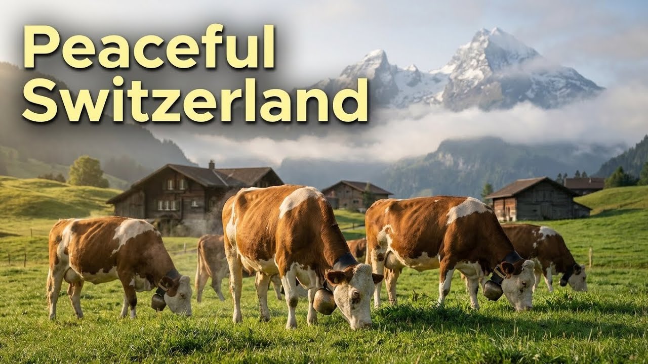 Peaceful Swiss Morning village walk 🐄🌄 | Relaxing Cow Bells & Pure Nature Sounds (4K)