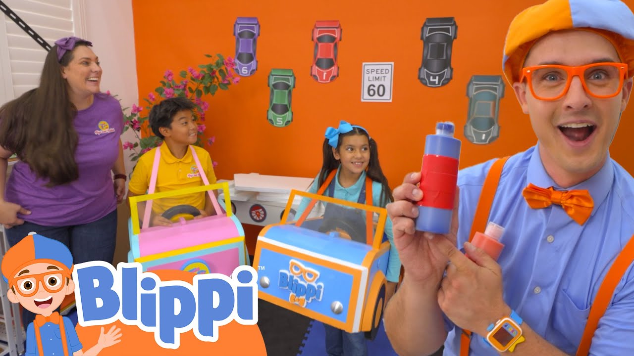 Blippi Makes Race Cars with Toys and Colors! 🎨🖌️ Create With Blippi!