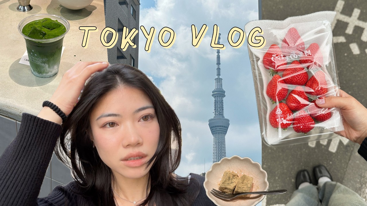 tokyo vlog 🗼 matcha cafe hopping, japanese strawberries, omakase nails & enjoying spring in tokyo