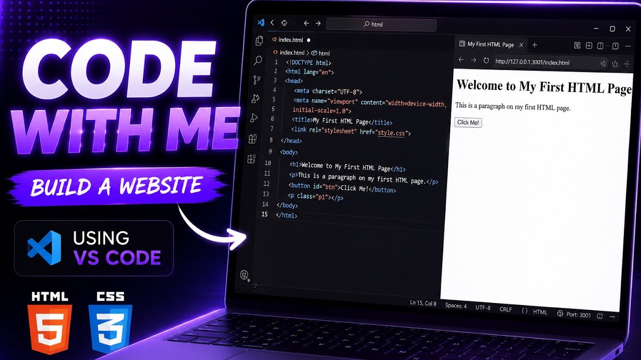 website tut | HTML °  VSCode