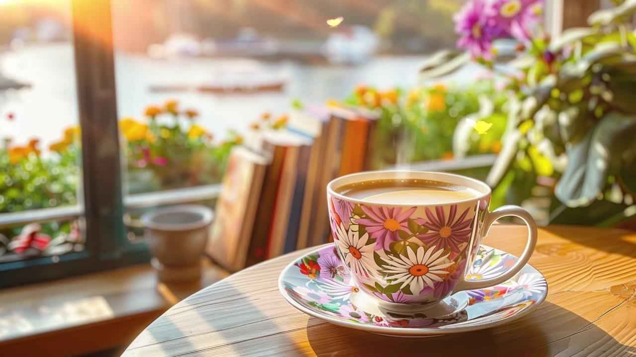 Peaceful Spring Cozy Morning Ambience LIVE ☀️☕ | Sunny Balcony • Coffee at Cafe