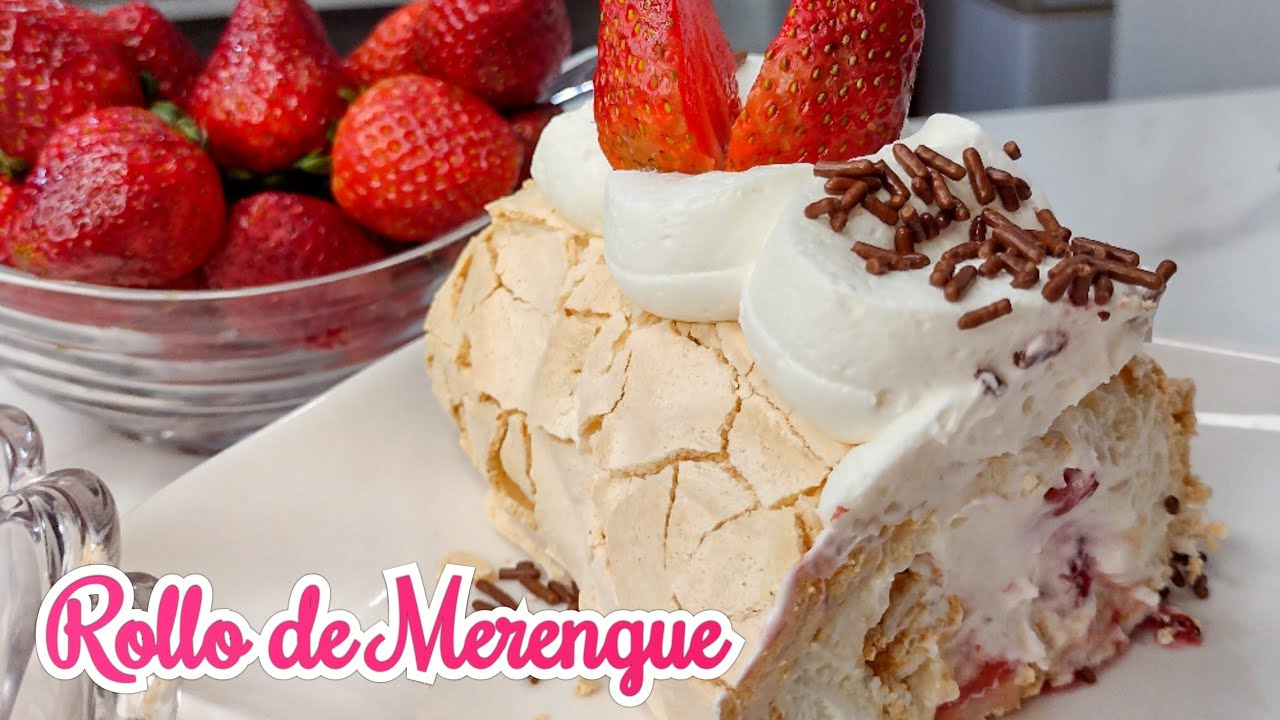 Rollo de Merengue |Merengon relleno con fresas