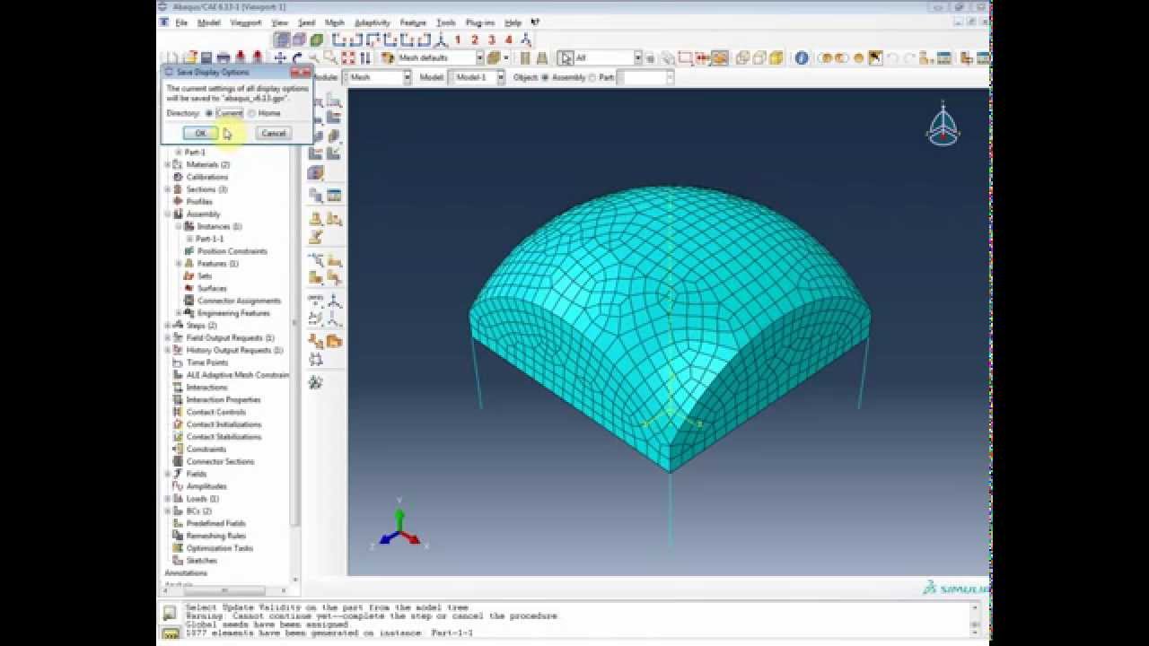 FEA - Abaqus - Dome Tutorial - Shell and Truss Elements