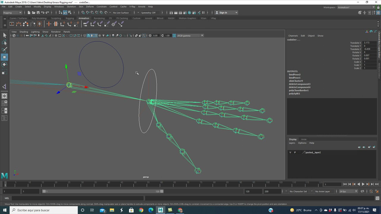 Tutorial Autodesk Maya. Lecci&oacute;n 27: Brazo humanoide (rigging)