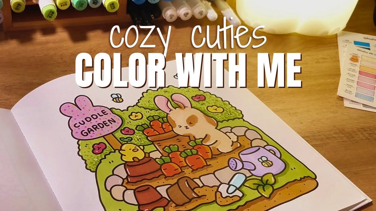 Color With Me (ASMR) 🐰 Cozy Cuties By Coco Wyo 🐰 Using Ohuhu Markers