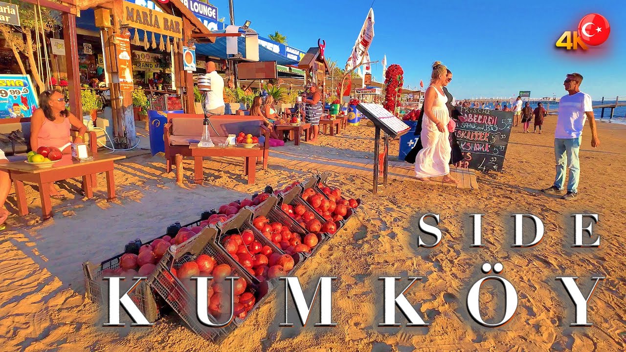 🇹🇷 SIDE Kumköy Beach & Shopping 4K Walking tour 📍 TÜRKIYE #turkey #side #kumköy #evrenseki #beach