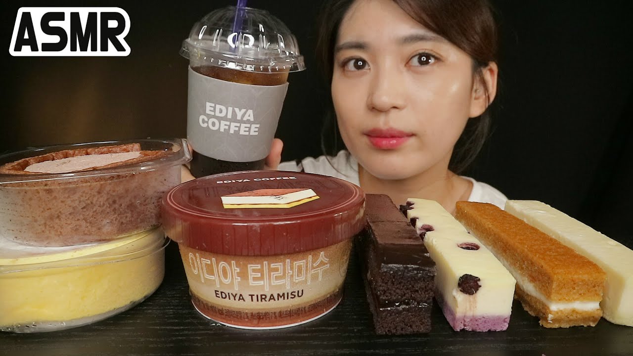 이디야 디저트ㅣ스틱케익ㅣ롤케익ㅣ노토킹 ASMR 리얼 사운드 먹방ㅣEDIYA COFFEE DessertㅣイディヤコーヒーデザートㅣReal Sound NoTalking Mukbang ♥