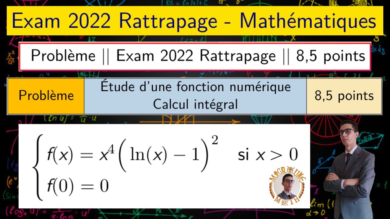 Fonctions Logarithmes — Exam 2022 Rattrapage — Problème — 2 Bac Pc/Svt